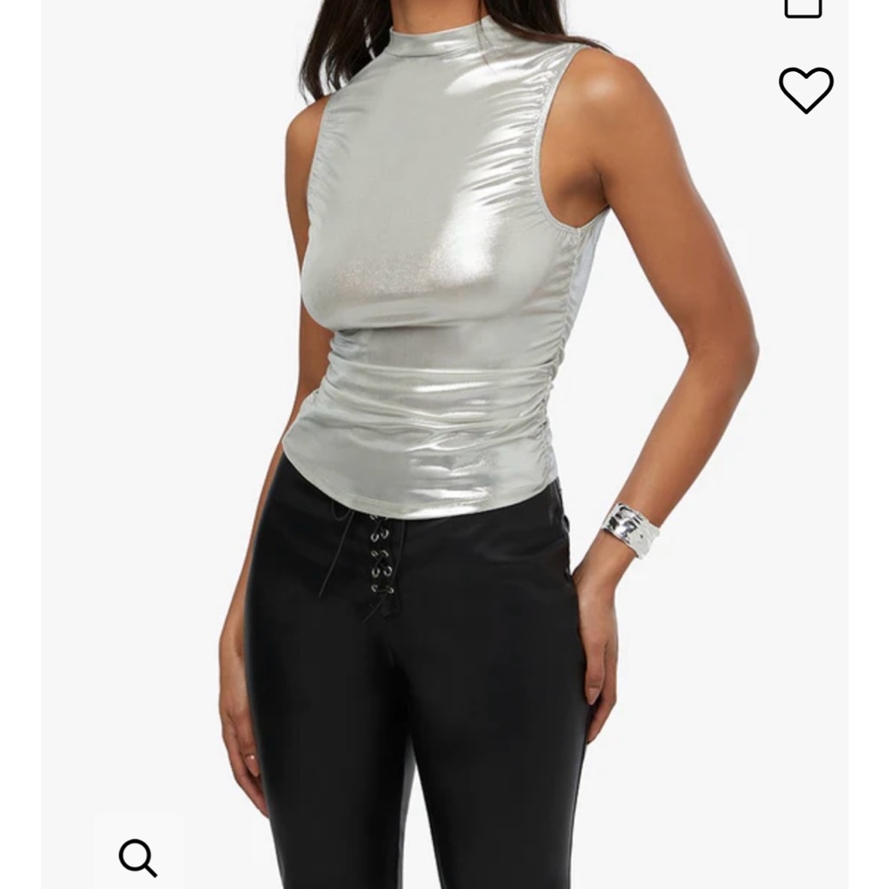 WeWoreWhat Silver Draped Tank Top